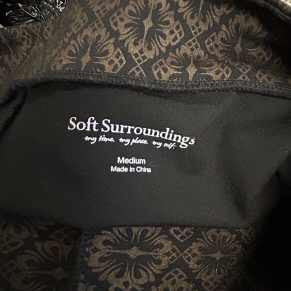 Soft Surroundings NWOT Black Gold Damask Print Ponte Stretch Pull-On Pants M - Picture 5 of 12